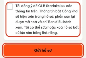 Ô đồng ý và nút Gửi hồ sơ